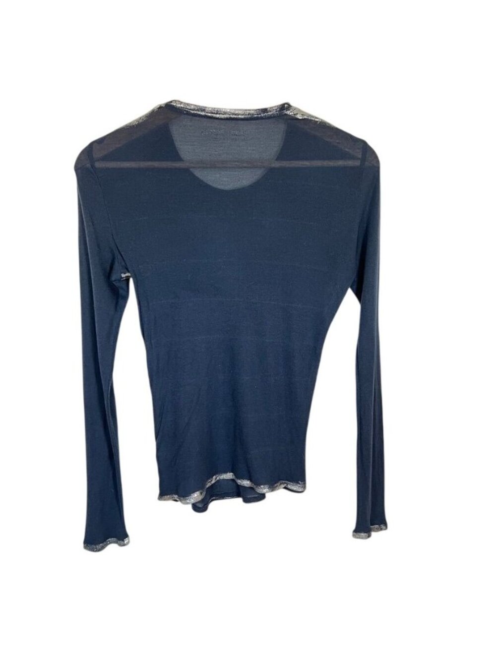 Zadig & Voltaire Willy Gold Womens Top S Navy Sheer Metallic Y2K Glam Going Out - Picture 3 of 13